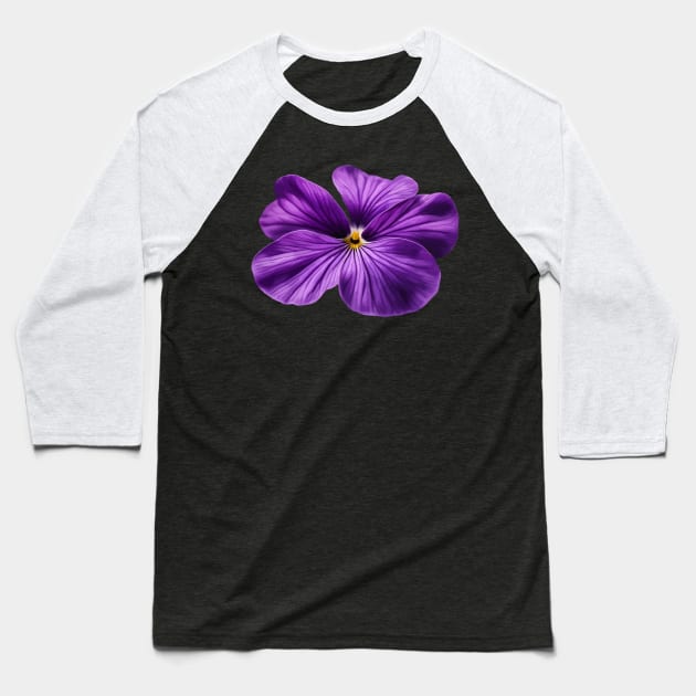 Intricately Detailed February Viola Flower Baseball T-Shirt by taiche